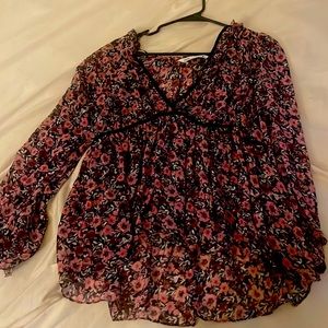 Zara pink and black floral top size M LIKE NEW
